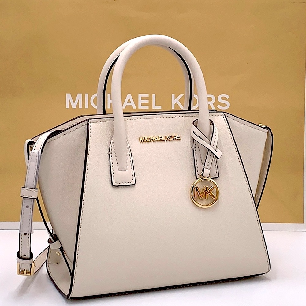 MICHAEL KORS 
Avril Small Leather Top-Zip Satchel LIGHT CREAM COLOR